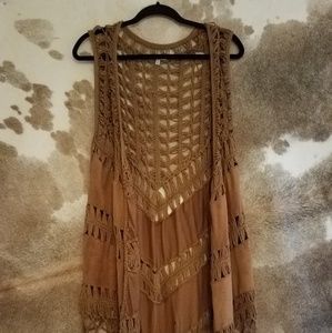 Brown crochet vest